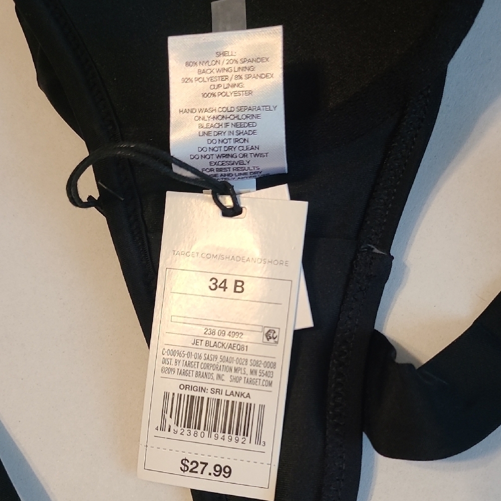 Shade & Shore Womens Black Light Lift Wrap Bikini Top 34B Crisscross Tie NWT - Picture 4 of 10